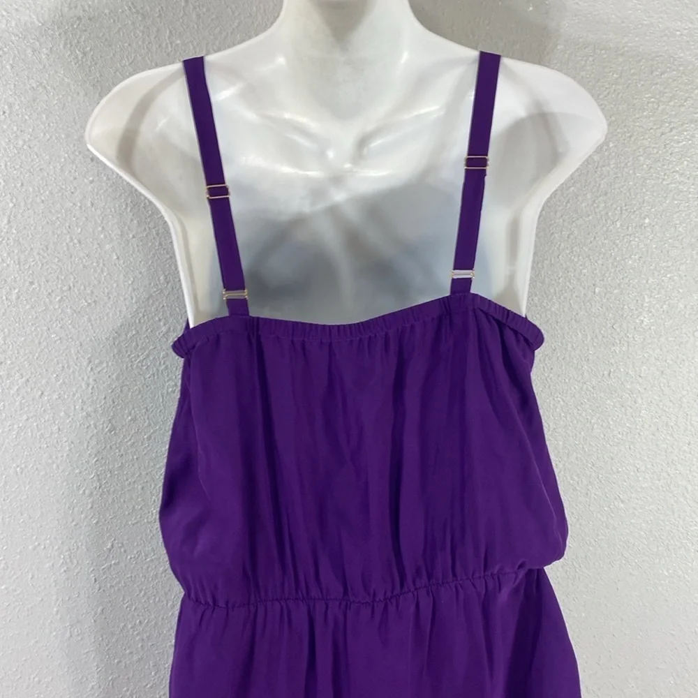 Amanda Uprichard Purple Silk Ruffle Blouson Tank Dress Medium M XX13